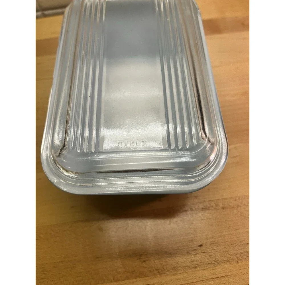 Vtg Pyrex 502-B Blue Refrigerator Dish w 502-C Lid Covered Dish Made USA READ